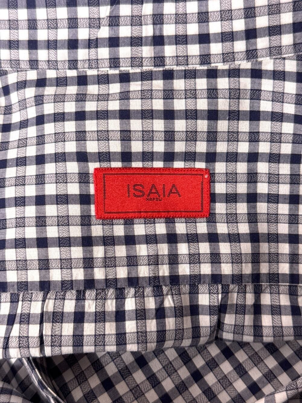 ISAIA Dress Shirt 17 / 43 Mens Gray & Blue Check